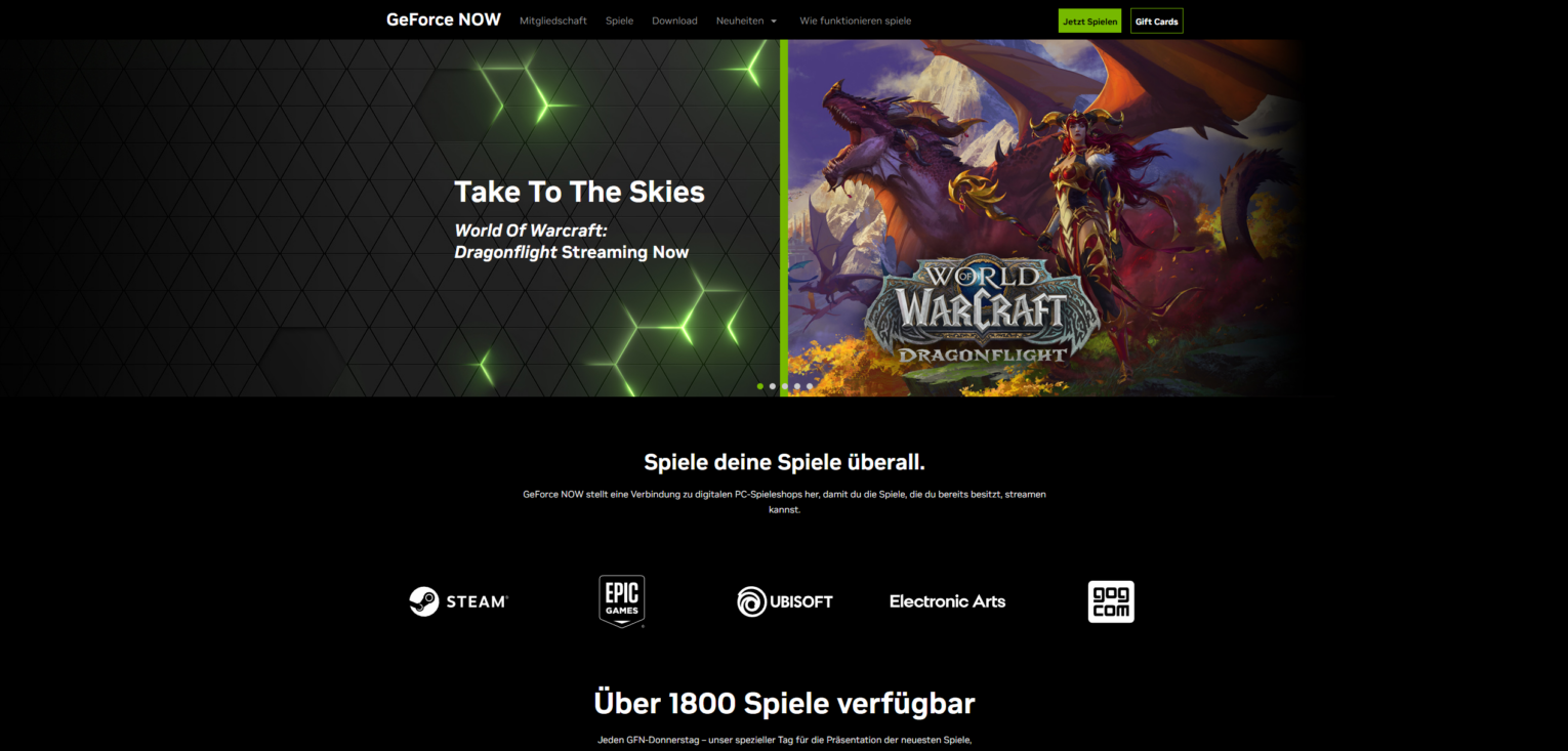 World of Warcraft ist nun bei Geforce NOW